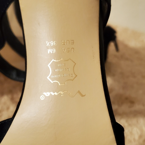 Nina Black Peep Toe Sandal Heels womens size 6.. - Picture 6 of 6